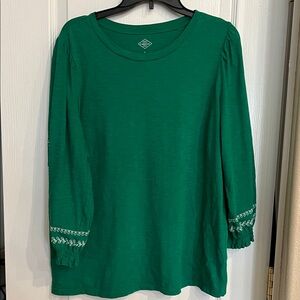 Cotton stretchy cute embroidered shirt